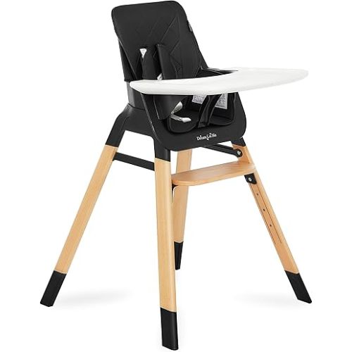 Nibble Wooden Compact High Chair in Black | Light Weight | Portable |Removable seat Cover I Adjustable Tray I Baby and Toddler