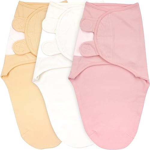 Bublo Baby Swaddle & Sleep Sack - 3 Pack for Newborns 0-3 Months - Infant Adjustable Swaddle Blanket Wrap - Pastel Banana-Pink