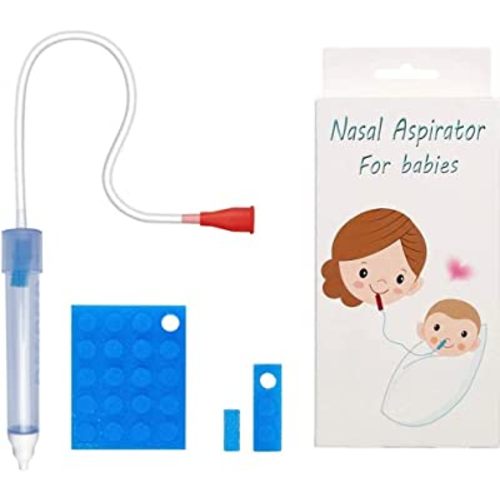 Baby Nasal Aspirator with 24 Hygiene Filters, Mucus Aspirator for Baby, Cleanable and Reusable Nasal Congestion Relief for Infant