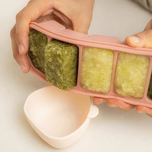 MOMOBIN Silicone Freezer Tray, Made in Korea, Meal Prep, Freeze Food Storage Cubes Trays with Lids for Purees, Soups, Solid Food Fruit Vegitable Brastmilk, Easy and Safe Design