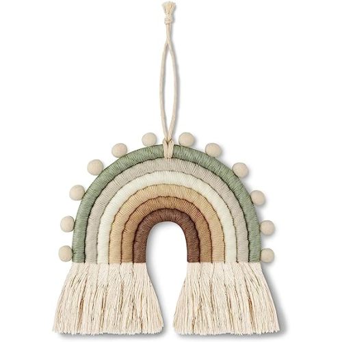 Woven Rainbow Wall Hanging - Boho Home Decor, Handmade Colorful Macrame Wall Art for Nursery Kids Teens Bedroom, Cotton Macrame Tassel for Home Décor Home Nursery Baby Room