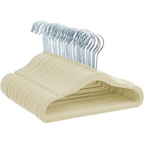 Amazon.com: Amazon Basics Kids Velvet, Non-Slip Clothes Hangers, Beige - Pack of 50 : Home & Kitchen