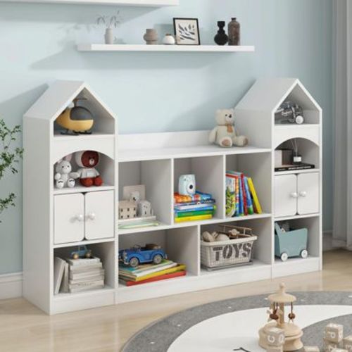 Kids Bookcase and Toy Storage Cabinet, Children Bookshelf, Playroom Furniture