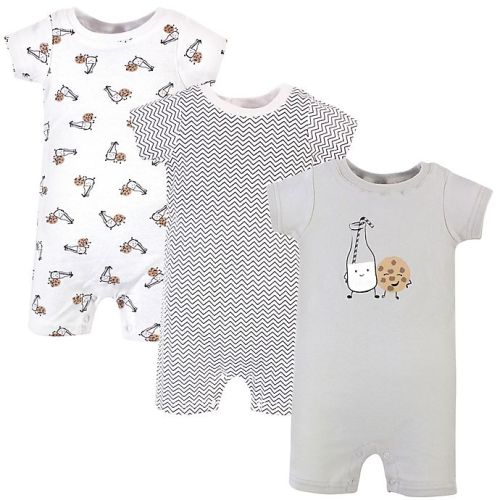 Hudson Baby® Size 3-6M 3-Pack Milk and Cookies Short Sleeve Rompers