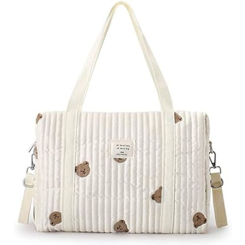 Embroidery Diaper Bag Tote,Stylish Large Capacity Nappy Changing Bag Portable Travel Mommy Bag with Stroller Straps