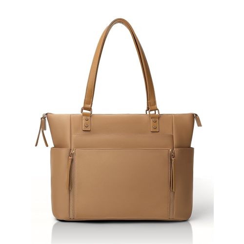 MOMINSIDE Neoprene Diaper Bag Tote, Diaper Bag Backpack pañaleras para bebe,14 Pockets Large Capacity Diaper Bags, Convertible Diaper Tote, Brown