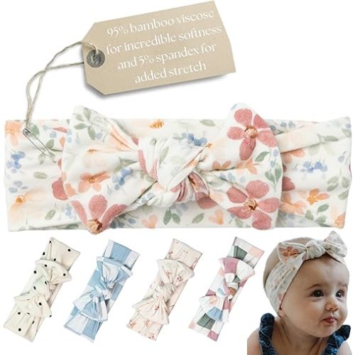 Baby Girl Bows and Headbands - Premium Quality & Stylish Design Toddler Headbands with Soft, Stretchy Bamboo - Newborn Baby Bows