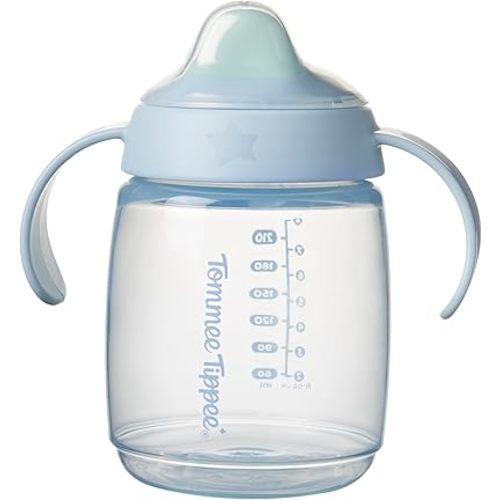 Tommee Tippee Starter Spout Cup, 240ml, No Spill Toddler Training Cup for 4 Months+, with Easy-Hold Handles and Bite-Proof Spout, Assorted Colours, 1 Pack