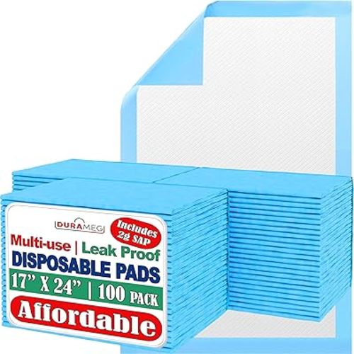 Chucks Pad Disposable Underpads 17x24 | [100 Pack] Incontinence Chux Pads Absorbent 2g SAP Fluff Protective Bed & Pee Pads for Babies, Kids, Adults & Elderly | Puppy Pads Large for Training Leak Proof