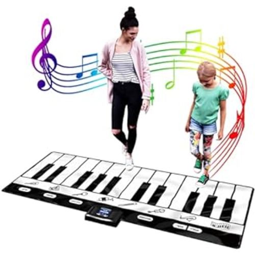 Play22 Floor Piano Mat for Toddlers 71" - 24 Keys Piano Play Mat - Keyboard Playmat has Record, Playback, Demo, Play, Adjustable Vol. - Best Piano Gift for Boys & Girls