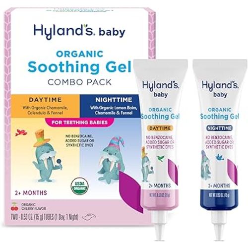 Hyland's Baby Organic Day and Night Soothing Gel Combo Pack, Cooling Gel for Oral Discomfort, Easy-to-Apply, Ages 2 Months and Up, 1.06 Ounce (2 Tubes of 0.53 oz.)