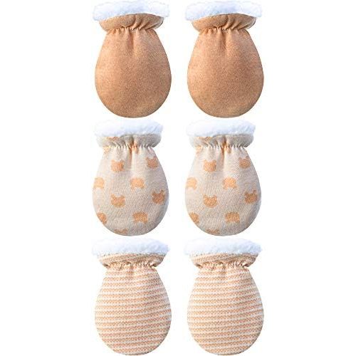 Blulu 3 Pairs Newborn Mittens Gloves Baby Scratch Winter Mittens Warm Infant Cotton Gloves