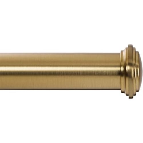 Ivilon Window Curtain Rod Decorative End Cap Design, 1 Inch Rod, 72 to 144 Inch. Warm Gold
