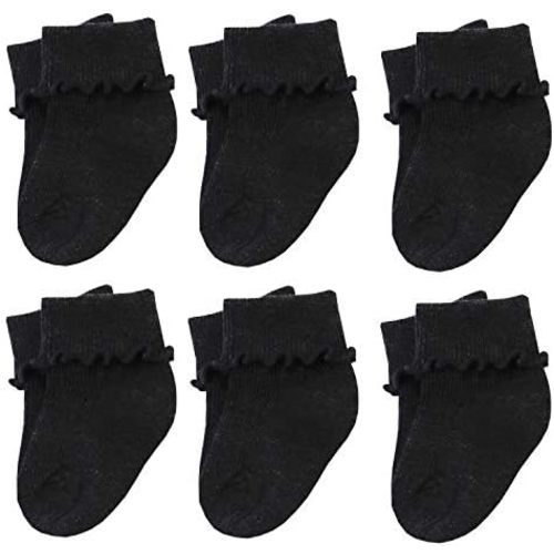 6 &12 Pairs Infant Toddler Baby Kids Turn Cuff Ruffle Cotton Socks