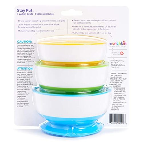 Munchkin Stay Put Suction Bowl, Pack of 3 - Yellow