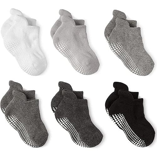 LA ACTIVE Non Slip Grip Ankle Boys and Girls Socks with Non Skid for Babies Toddlers and Kids Back to School