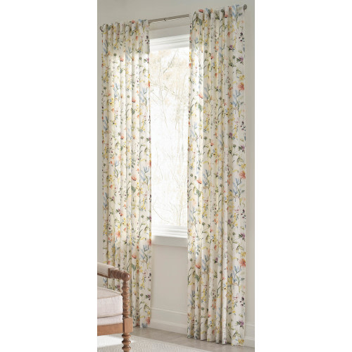allen + roth 84-Inches Floral Print Floral Light filtering Back tab Single curtain panel