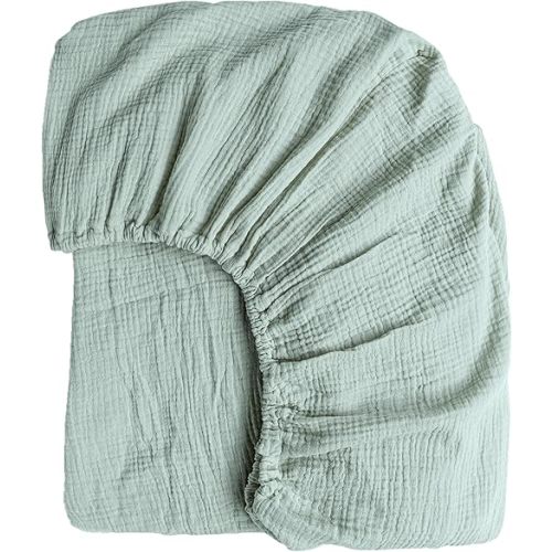Konssy Muslin Crib Sheets for Girl Boy, Soft and Breathable Cotton Baby Sheets for Standard Crib Mattress, 52"x 28" (Green)