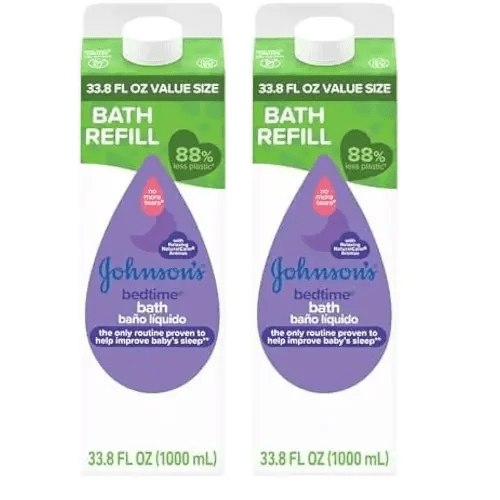 Johnson's Bedtime Bath with Relaxing & Soothing NaturalCalm Aromas, Hypoallergenic, Gentle & Tear-Free Nighttime Bubble Bath for Babies & Kids, Value Size Refill, 33.8 fl. Oz (Pack of 2)