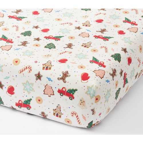 Rifle Paper Co. Christmas Cookies Organic Crib Fitted Sheet