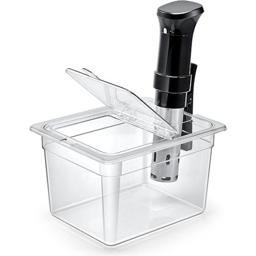 HOMENOTE Sous Vide Container 12 Quart with Universal Collapsible Hinged Lid,Sous Vide Accessories Kit BPA Free,Compatible with Anova and Most Sous Vide Cookers