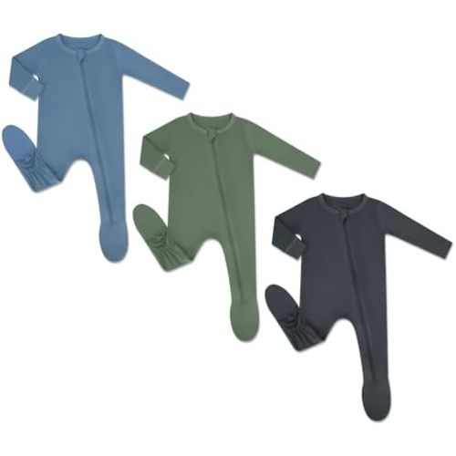 HAPIU Rayon from Bamboo Baby Footed Pajamas, 2 Way Zipper YKK, Footie for Baby Boy Girls, Newborn-24 Months
