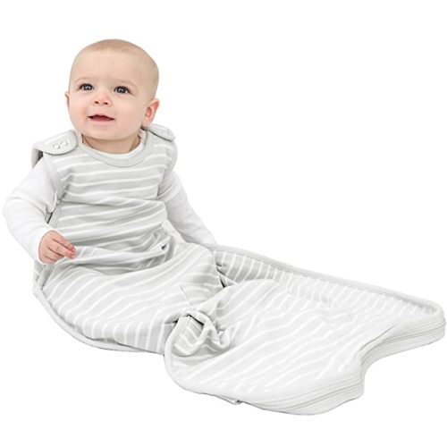 Woolino 4 Season Baby Sleep Sack - Ultimate Merino Wool Baby Sleeping Bag - Two-Way Zipper Adjustable Universal Size Sleep Sack for Baby (2-24 Months) - Birch Gray