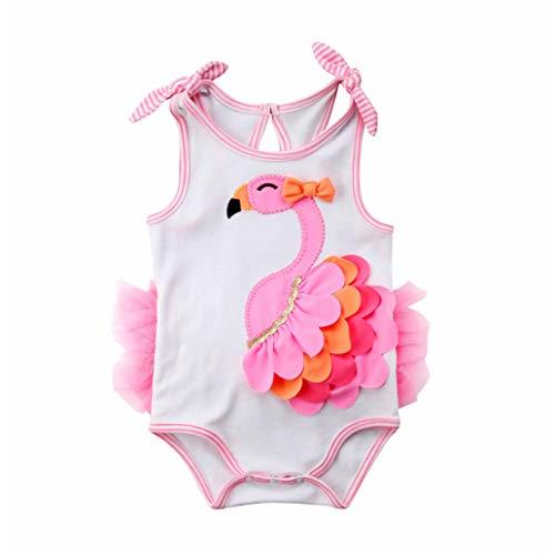 Newborn Baby Girls Flamingo Romper Adjustable Shoulder Strap Bodysuit Outfit Clothes