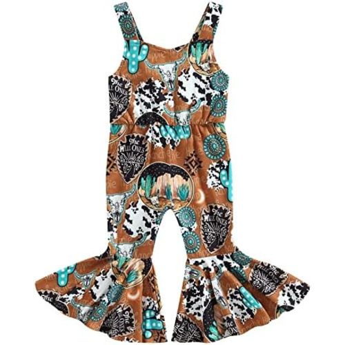 Sejardin Toddler Baby Girl Clothes Bell Bottoms Jumpsuit Sleeveless Suspenders Romper Infant Girl Summer Outfit