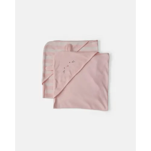 Baby Girl 2-Pack Bunny Terry Towels - Pink