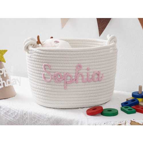 Personalized Handmade Basket, Baby Gift, Baby Shower Gift Cotton Rope Basket, Baby Basket, Toy Basket Name Newborn Monogram Baby Name Gift