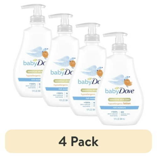 (4 pack) Dove Baby Rich Moisture Hypoallergenic Moisturizing Lotion Newborn Sensitive Skin, 13 oz