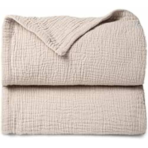 Lulu moon Muslin Quilt Blanket, Crib Blanket for Baby and Toddler,47x47 Inches(Ivory)
