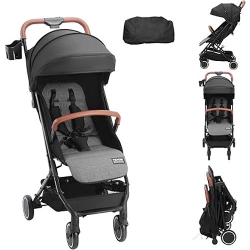 VEVOR Standard Baby Infant Stroller, Toddler Stroller with 95°-150° Adjustable Backrest & & 0/90°Adjustable Footrest & One-Click Folding, Newborn Stroller with Cup Holder and Carry Bag, Black