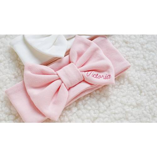 Baby girl bow Headband for baby girl Personalized baby head wrap bow Monogrammed baby bow Embroidered baby headband with name Baby girl gift