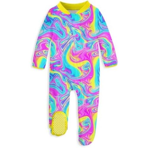uideazone Baby Girls Footed Pajamas Zip-Front One-Piece Sleeper Non-Slip Footie Cute Pattern Jumpsuit PJs 0-12 Month