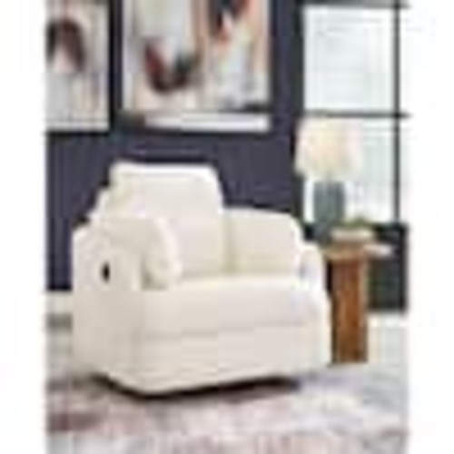 Signature DESIGN BY ASHLEY Modmax Beige Polyester Swivel Glider Rocker Recliner with Storage 9210361