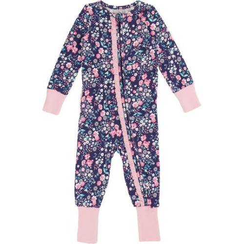 SoftSnooze Baby Girls Ruffle One Piece Convertible Pajamas, 0-3M
