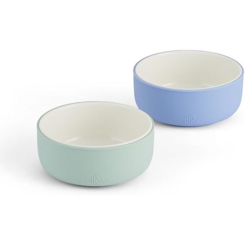 Elk and Friends Kids Porcelain Bowls with Silicone Sleeve | Kids/Toddler/Baby Feeding | Microwave & Dishwasher Safe | Non slip | Cereal/Soup/Snack Dishes & Dinnerware