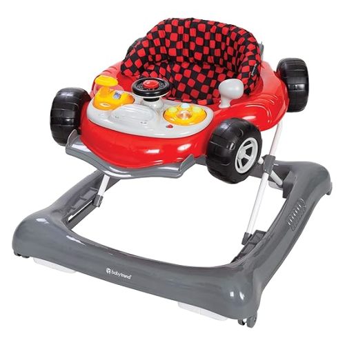 Smart Steps Trend Plus 2-in-1 Activity Walker with Deluxe Removable Toys, Walk-Behind Bar, Adjustable Height and Flat Fold Frame for Storage, Ages 6 Months +, Orbits White