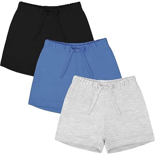 Ruisita 3 Pack Unisex-Baby Shorts Baby Cotton Short with Drawstring Soild Color Shorts for Toddler Kids