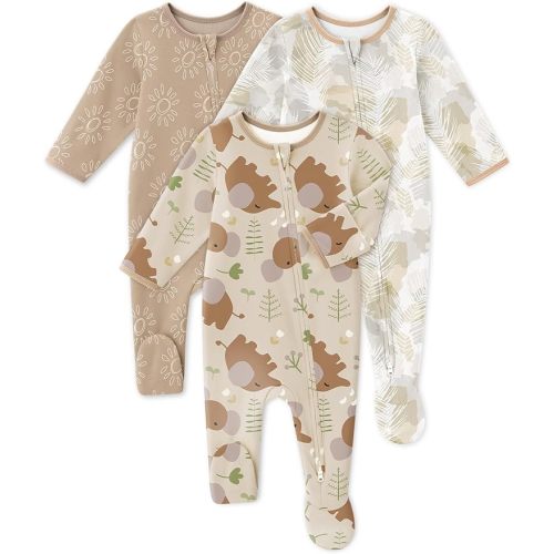 Baby Sleepers 3 Pack Cotton Pajamas for Newborn 0-3 3-6 6-9 Months Boys Girls Clothes Sleep 'N Play Footie PJs