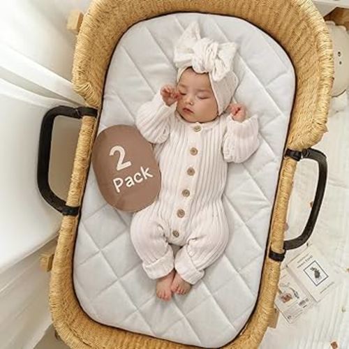 Waterproof Bassinet Mattress Protector 20" x 33", Compatible with Baby Delight, Koolerthing, Dream On Me, Maxi-Cosi and Angelbliss Baby Bassinet, 2 Pack, Ultra Soft Viscose Made from Bamboo Surface