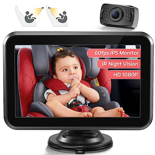 Itomoro Baby Car Camera, 4.3'' 1080P Night Vision Car Baby Monitor with Camera 5 Mins Easy Installation Crystal Clear Wide View for Rear Facing Seat ACZ407