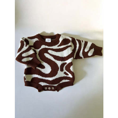 Wave Knit Romper - Chocolate - CLEARANCE – Mini Zali