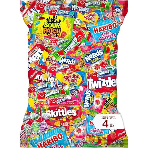 Bulk Candy Variety Pack - 4 lb Bulk Easter Candy Assortment - Easter Basket Stuffers, Pinata Stuffer Candies Variety Pack, Office CandyBowl Treats - Individually Wrapped Candies Bulk