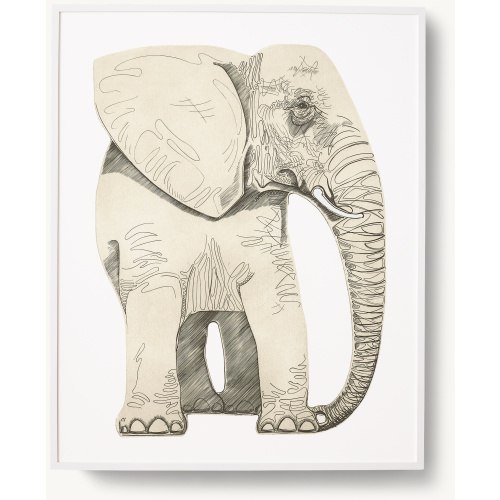 Wood Block Safari Animal Print - Elephant | RH Baby & Child