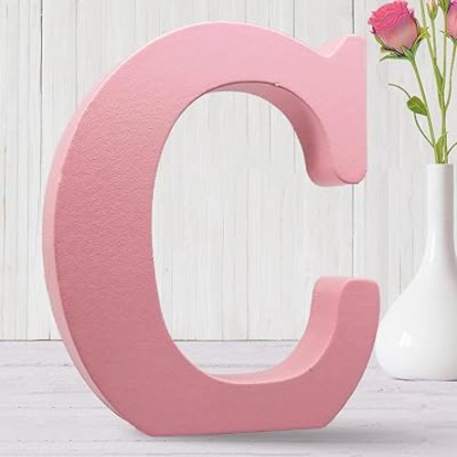AOCEAN 8 Inch Pink Wood Letters Unfinished Wood Letters for Wall Decor Decorative Standing Letters Slices Sign Board Decoration for Craft Home Party Projects (C)