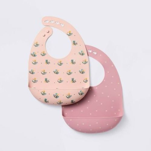 Silicone Bibs - 2pk - Flowers/dots - Cloud Island™