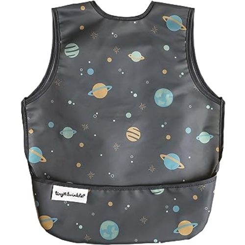 Tiny Twinkle Mess Proof Baby Bib - Waterproof Toddler and Baby Apron Bib - Machine Washable - PFAS and BPA Free